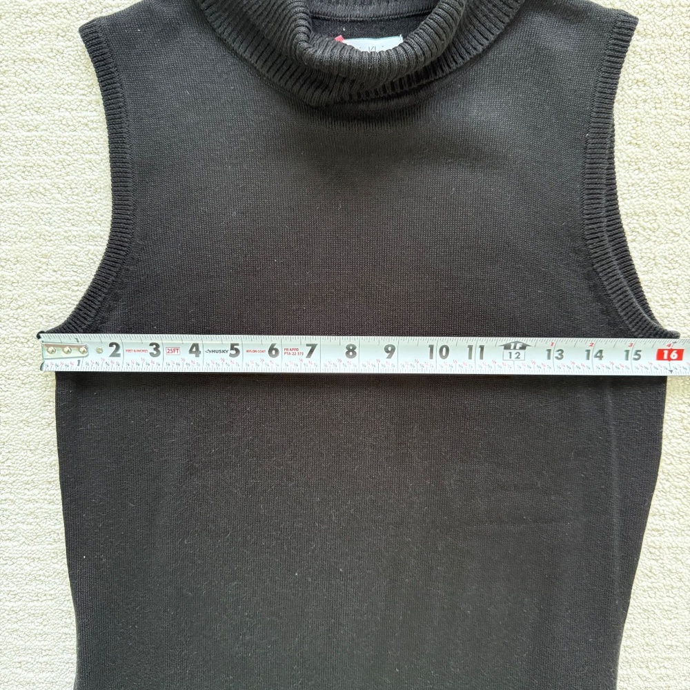 CALVIN KLEIN | Black Sleeveless Turtleneck Pleated Knit Dress Sz S - Picture 4 of 8